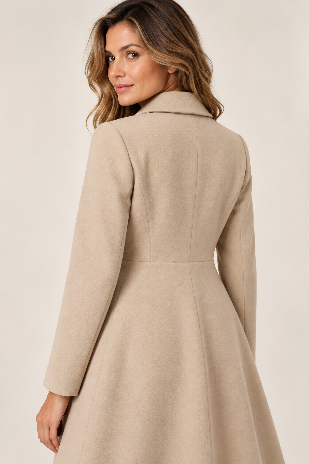 Olivia wool look wrap coat in apricot