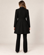 Olivia wool look wrap coat in black, back view