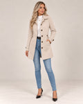 Claire tailored coat in beige, full length