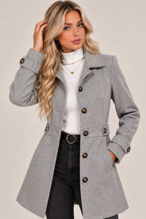 Claire tailored coat in grey, front view