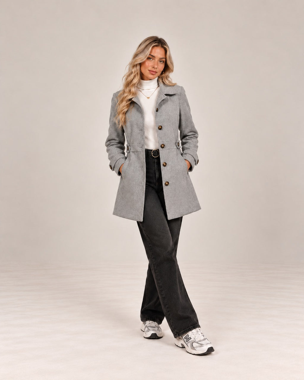 Claire tailored coat in grey, full length