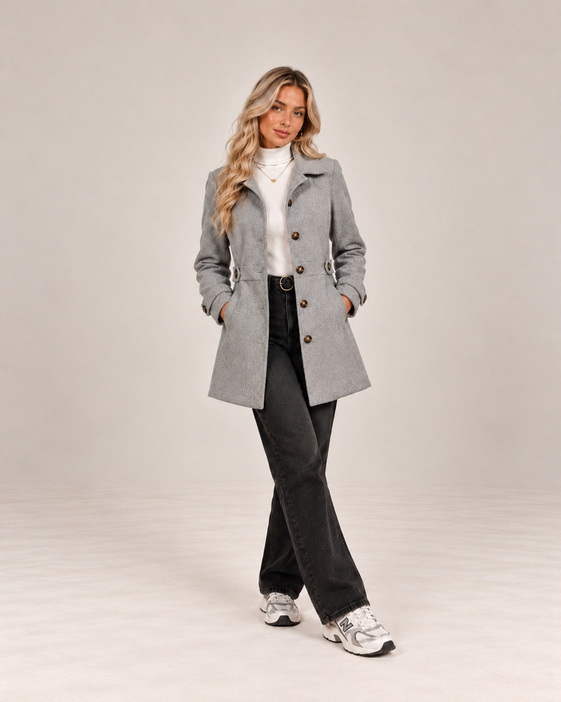 Claire tailored coat in grey, full length