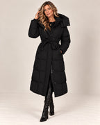 Isabella puffer jacket in black, full length