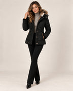 Louise puffer jacket in black, full length