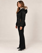 Louise puffer jacket in black, side view