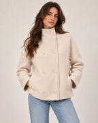 Lucy wool coat in beige, front view