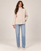 Lucy wool coat in beige, full length