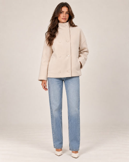 Lucy wool coat in beige, full length