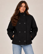 Lucy wool coat in black, front view