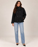 Lucy wool coat in black, full length