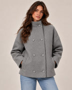 Lucy wool coat in grey, front view