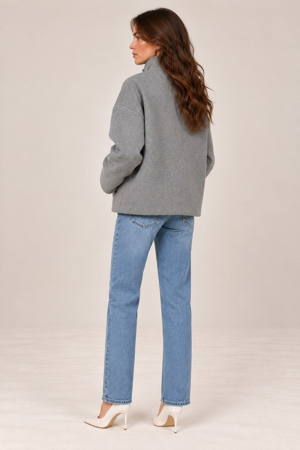 Lucy wool coat in grey, back view