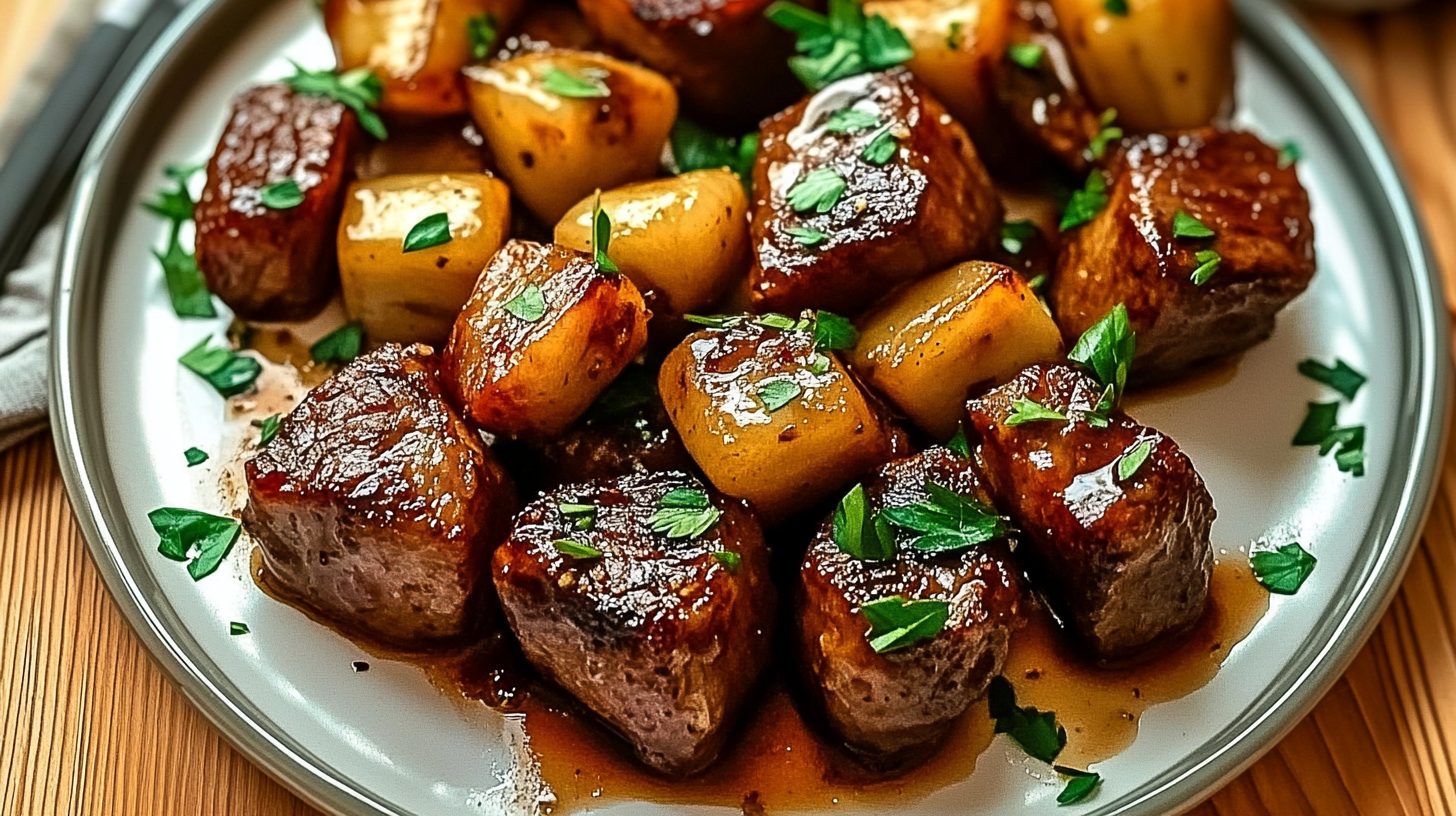 Garlic Butter Steak Bites with Crispy Potatoes Recipe