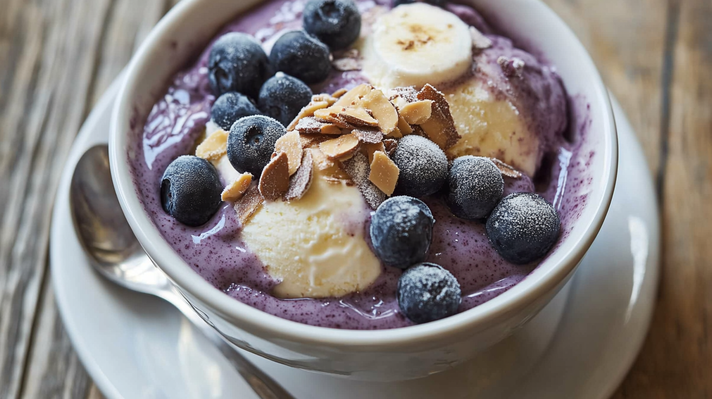 Refreshing Low Carb Blueberry Protein Smoothie Bowl