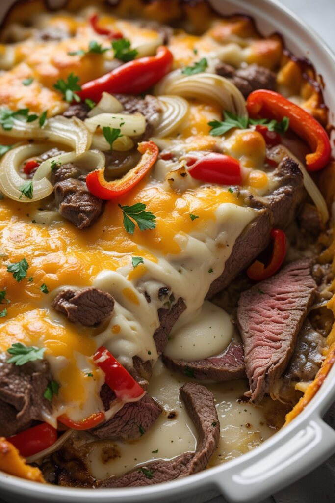 Best Philly Cheesesteak Casserole